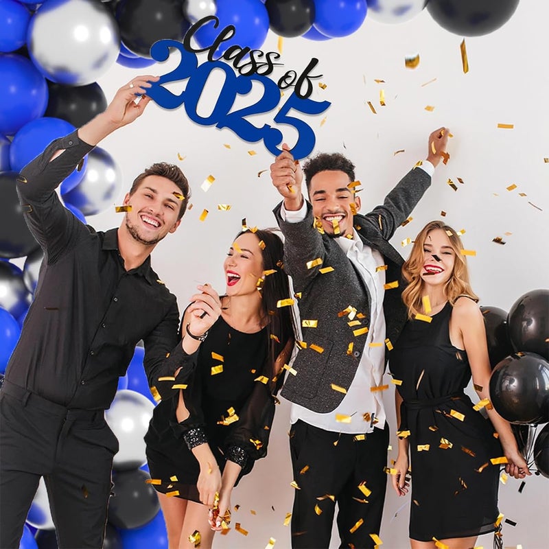 LUDEOU Black Blue Silver Balloon Garland Arch Kit - Royal Blue Black Balloons Silver Balloons for Boss Boy Baby Birthday Video Gamer Birthday Retirement Graduation Class of 2025 Prom Party Decorations - Image 3